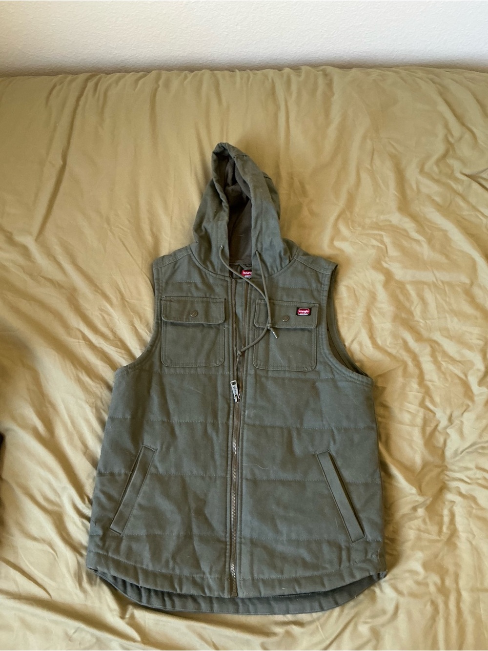 Wrangler Olive Hooded Quilted Vest